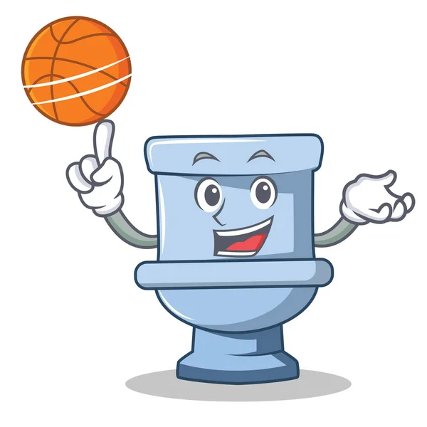 With basketball toilet character cartoon style — Stock Vector