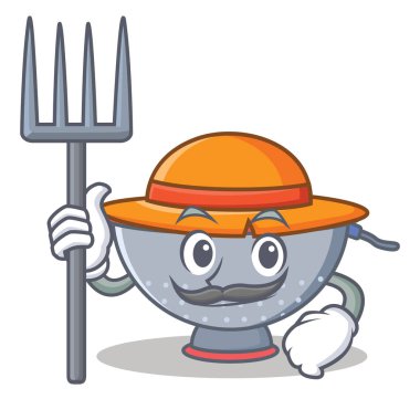 Çiftçi kevgir kap karakter karikatür