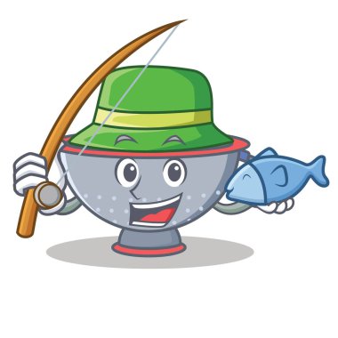 Balık tutma kevgir kap karakter karikatür