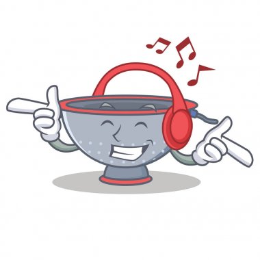 Dinleme müzik kevgir kap karakter karikatür