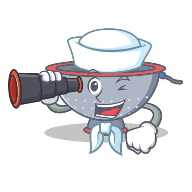 Denizci dürbün kevgir kap karakter karikatür ile