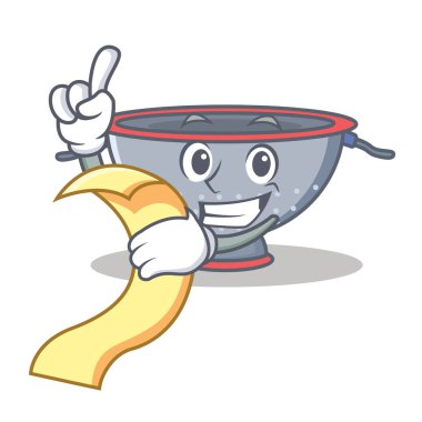 Menü kevgir kap karakter karikatür ile