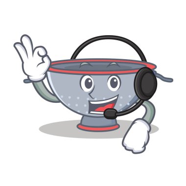 Kulaklık kevgir kap karakter karikatür ile