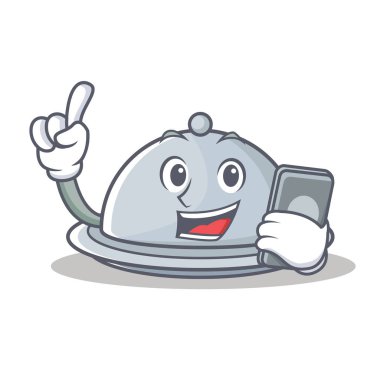 Telefon tepsi karakter karikatür tarzı ile