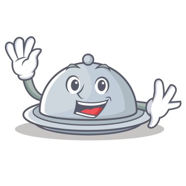 Tepsi karakter karikatür tarzı sallayarak