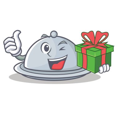 Hediye tepsi karakter karikatür tarzı ile