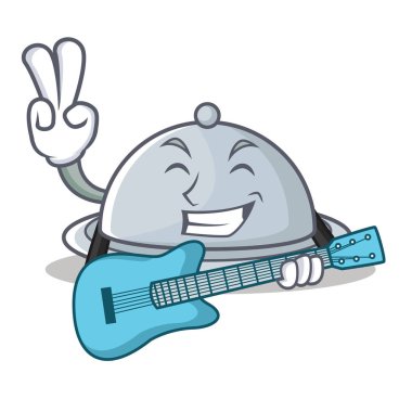 Gitar tepsi karakter karikatür tarzı ile