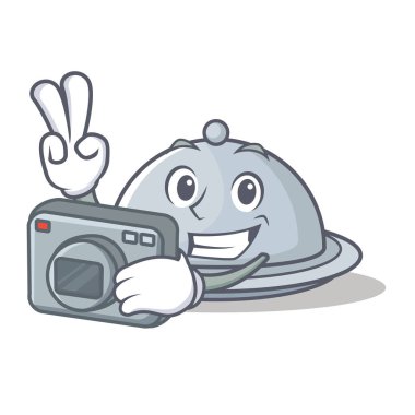 Fotoğrafçı tepsi karakter karikatür tarzı