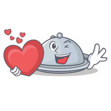 Kalp tepsi karakter karikatür tarzı ile