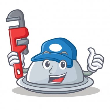 Tesisatçı tepsi karakter karikatür tarzı