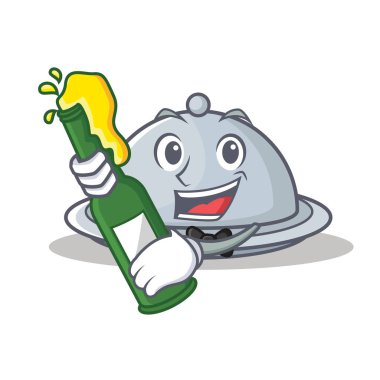 Bira tepsi karakter karikatür tarzı ile