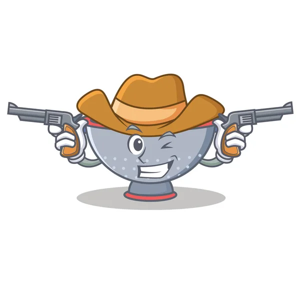 Cowboy colander utensil character cartoon — Stock Vector