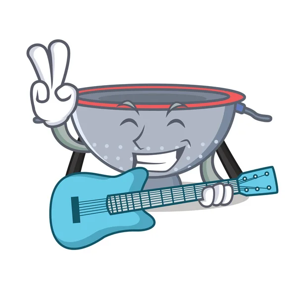 Con colino chitarra utensile personaggio cartone animato — Vettoriale Stock