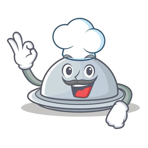 Chef vassoio personaggio stile cartone animato — Vettoriale Stock