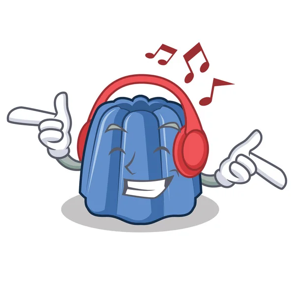 Listening music jelly character cartoon style — Stock Vector