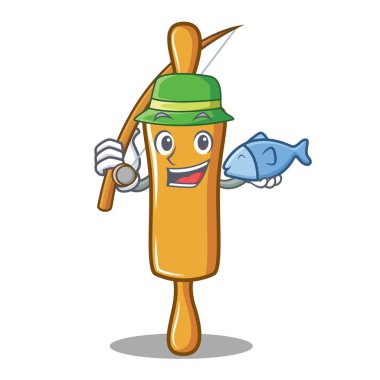 Oklava karakter karikatür Balık tutma