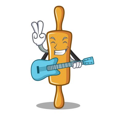 Gitar oklava karakter karikatür ile