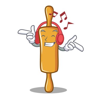 Dinleme müzik oklava karakter karikatür vektör çizim 