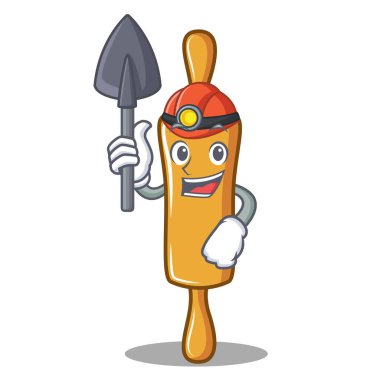 Madenci oklava karakter karikatür vektör çizim 