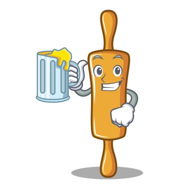 Suyu oklava karakter karikatür vektör çizim ile 