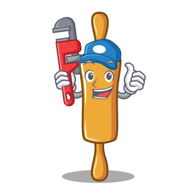 Tesisatçı oklava karakter karikatür