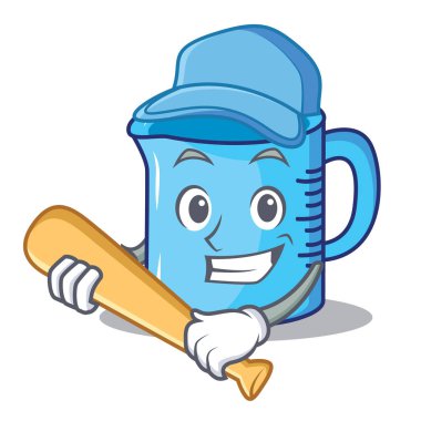 Ölçüm Kupası karakter karikatür beyzbol oynayan