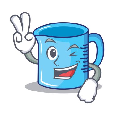 Ölçüm Kupası karakter karikatür iki parmak