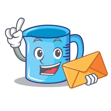 Ölçüm Kupası karakter karikatür zarf ile