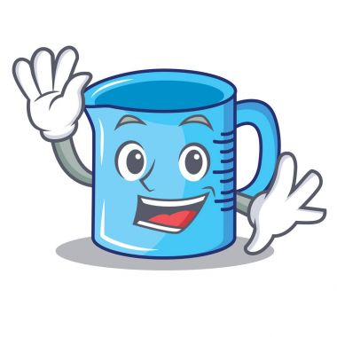 Ölçüm Kupası karakter karikatür sallayarak