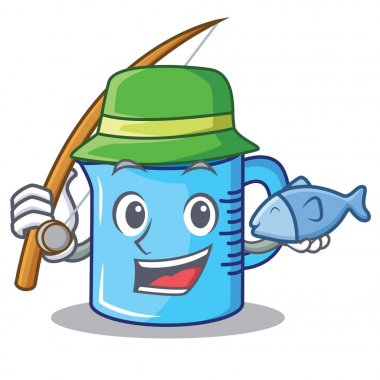Balık tutma Ölçüm Kupası karakter karikatür