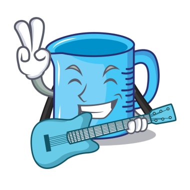 Ölçüm Kupası karakter karikatür gitar ile