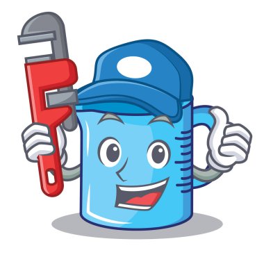 Tesisatçı Ölçüm Kupası karakter karikatür