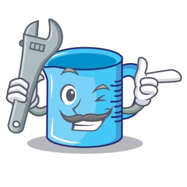 Mekanik Ölçüm Kupası karakter karikatür