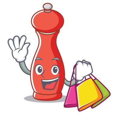 Karabiber değirmeni karakter karikatür alışveriş