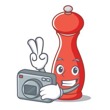 Fotoğrafçı biber mill karakter karikatür