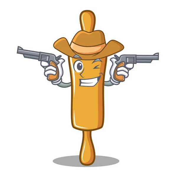 Cowboy Rolling pin character cartoon — стоковый вектор