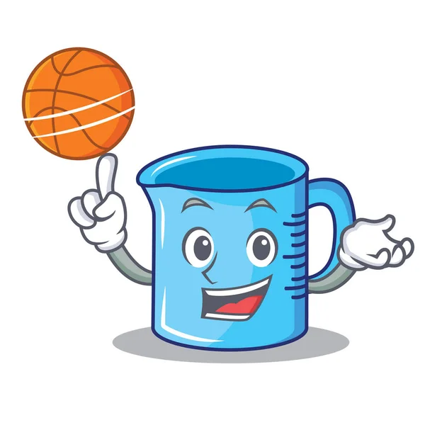 S basketbal měření pohár znakové karikatury — Stockový vektor