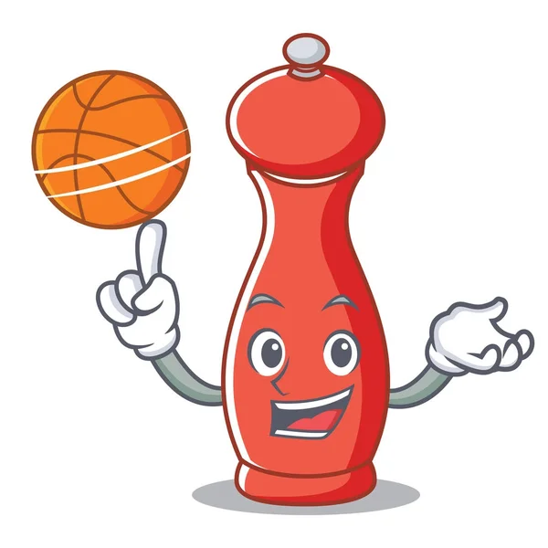 Basketbol biber mill karakter karikatür ile — Stok Vektör