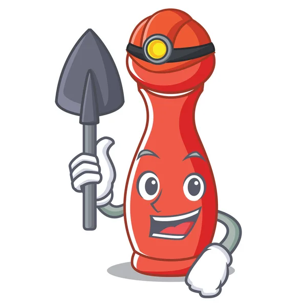 Miner pepper mill character cartoon — Stock Vector
