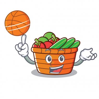 Basketbol meyve sepeti karakter karikatür ile