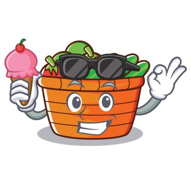 Dondurma meyve sepeti karakter karikatür ile