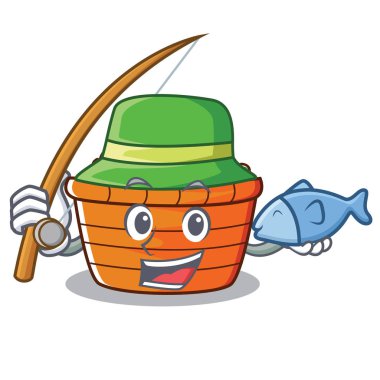 Balık tutma meyve sepeti karakter karikatür