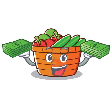 Para meyve sepeti karakter karikatür ile