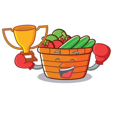Boks kazanan meyve sepeti karakter karikatür