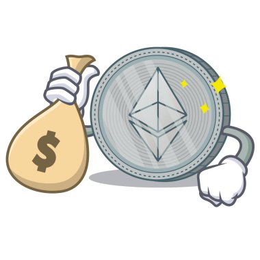 Para çantası Ethereum bozuk para karakter karikatür ile