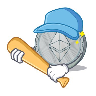 Beyzbol Ethereum sikke karakter karikatür oynarken