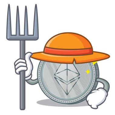Çiftçi Ethereum sikke karakter karikatür