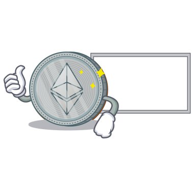 Başparmak yukarıya yönetim kurulu Ethereum sikke karakter karikatür ile