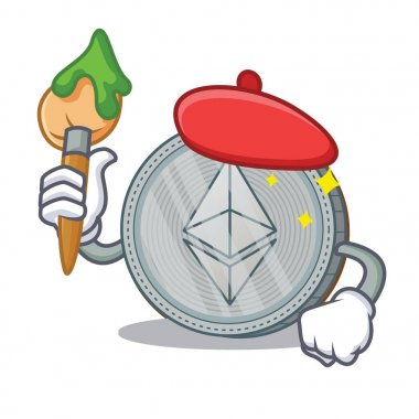 Sanatçı Ethereum sikke karakter karikatür