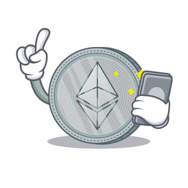 Telefon Ethereum sikke karakter karikatür ile
